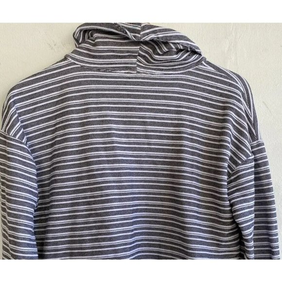 COPY - TALBOTS Cowl neck Knit Top Large Pullover Black White Striped Button Acc… - Picture 8 of 10